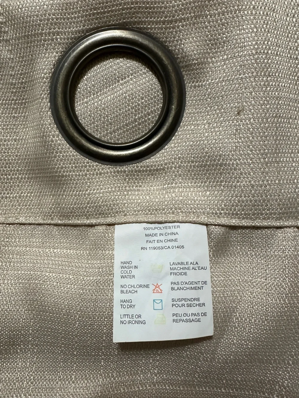 Neutral Beige Grommet Window Curtain Panel - Set of 2 Panels - Home Accents